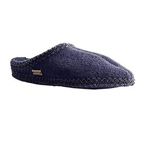 Haflinger Blue Boiled Wool Soft Sole Mule Slippers